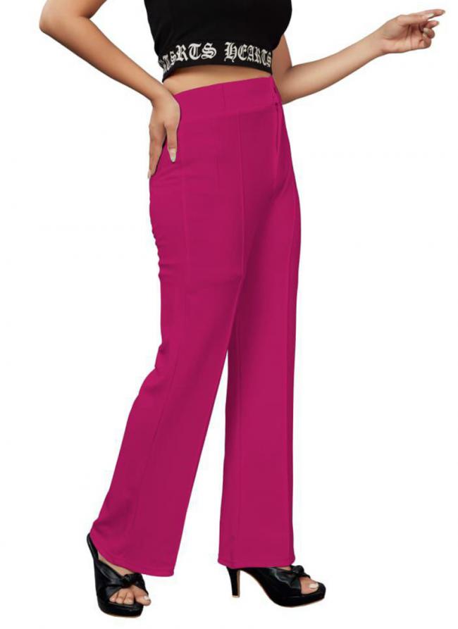 Lycra Pink Party Wear Stylish Trouser